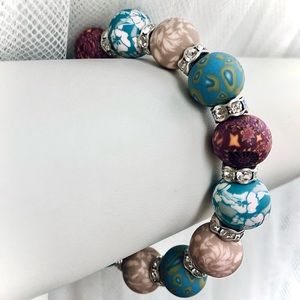 Chunky Silver Handmade Ball Stretch Bracelet NWT